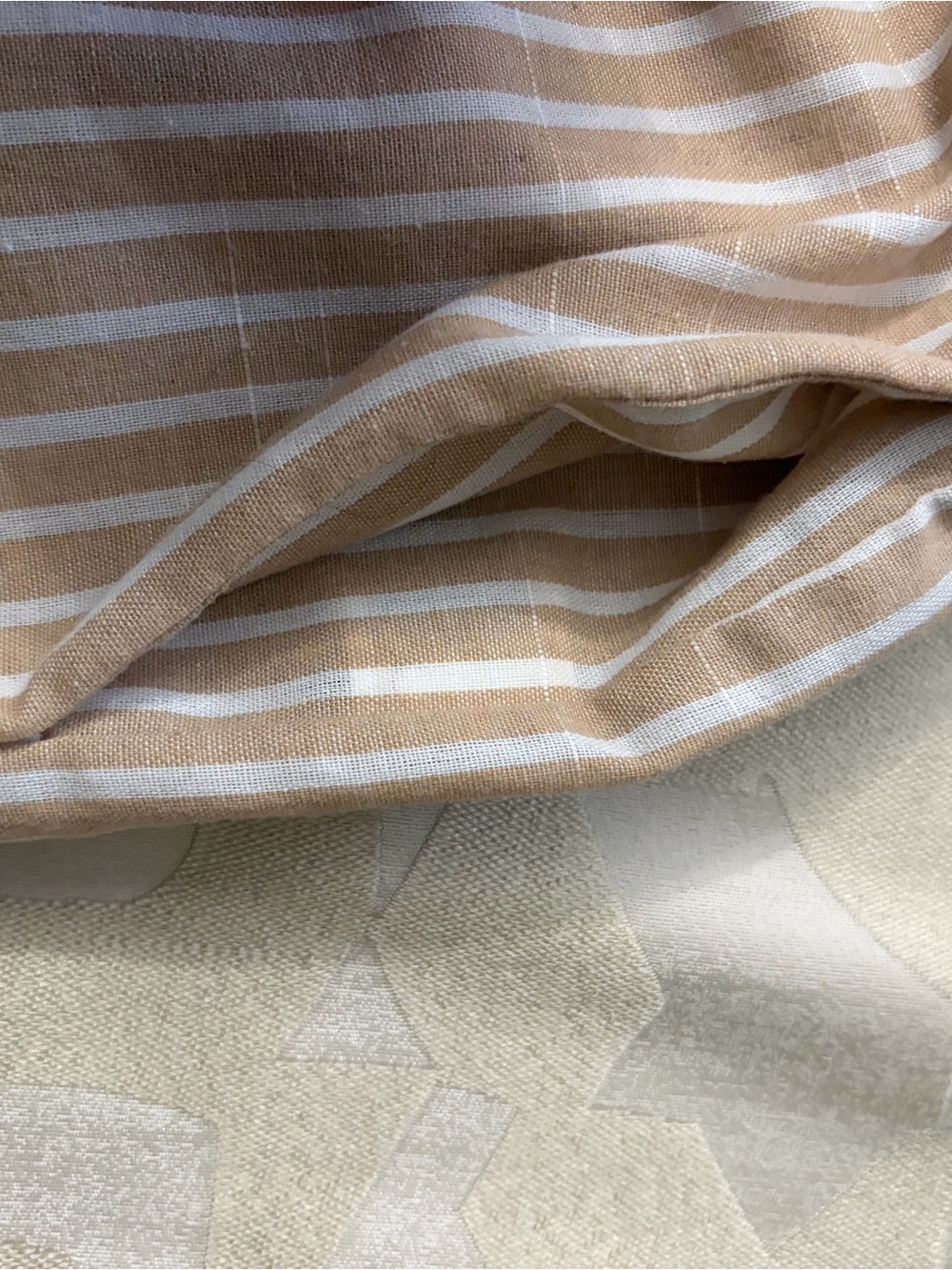 Beige and White Striped Straight-Leg Pants - Picture 8 of 12